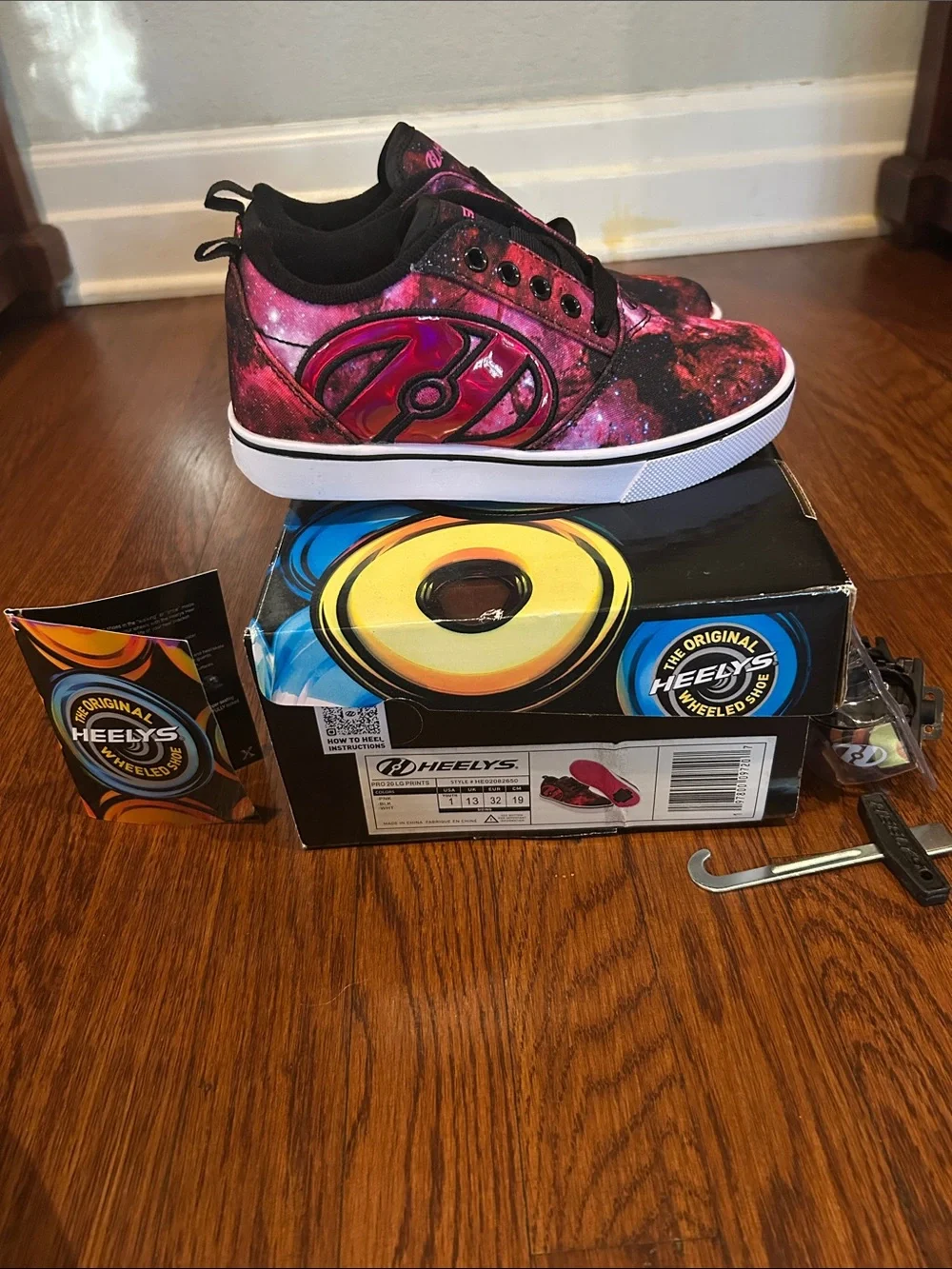 Heelys Kids Galaxy Pink & Black Skate Sneakers with Removable Wheels